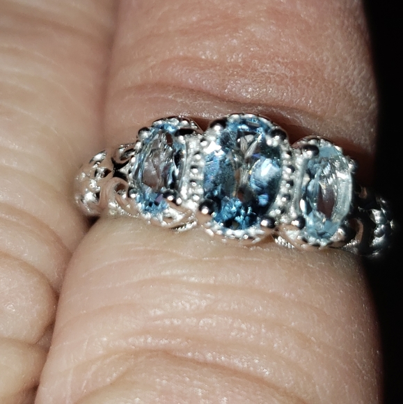 Sz 5, Aquamarine Ring, 925 Sterling silver, 0.75 carats, NWT - Picture 3 of 12